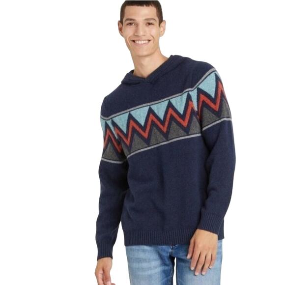 [B6] Goodfellow & Co. Navy Blue Hooded Long Sleeve Pullover - Picture 1 of 6